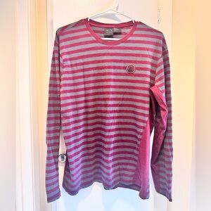 A|X Armani Exchange Maroon and Gray Striped Tee